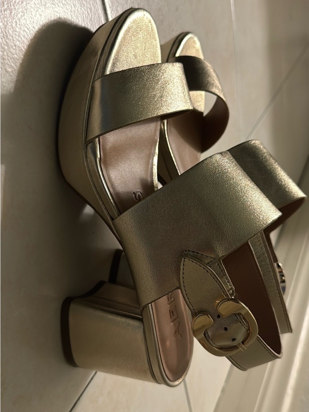Aerosoles Camera Platform Sandals in Metallic Gold - Picture 9 of 13